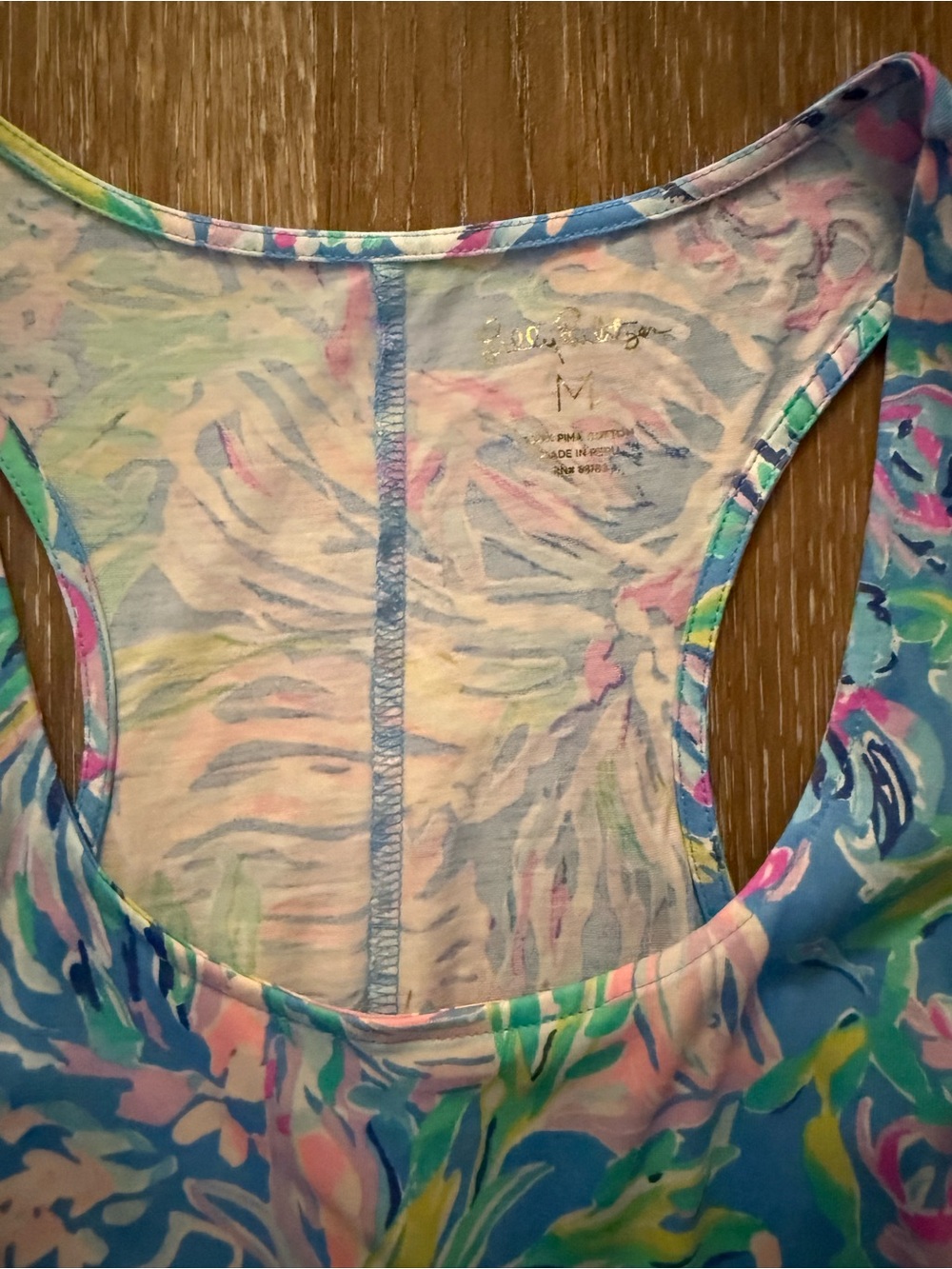 Lilly Pulitzer Blue Floral “lion around” patter Racerback Maxi - Picture 3 of 3
